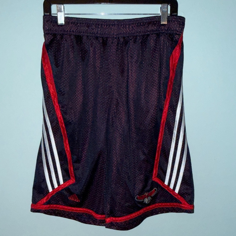 Atlanta Hawks Adidas Men's Athletic Shorts in Black with Red Trim